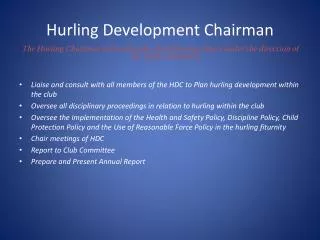 Hurling Development Chairman