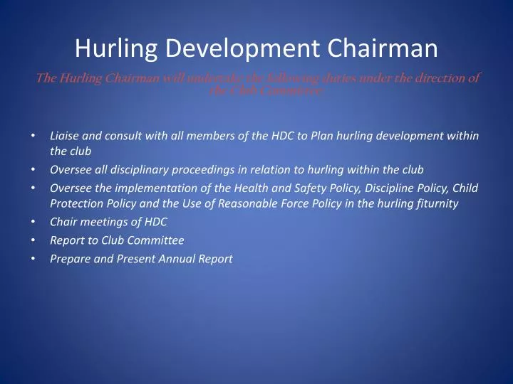 hurling development chairman