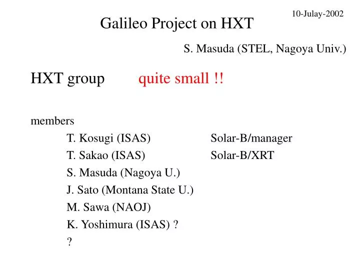 galileo project on hxt
