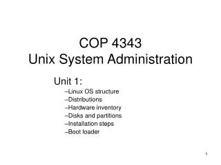 COP 4343 Unix System Administration