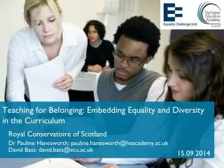 Teaching for Belonging: Embedding Equality and Diversity in the Curriculum
