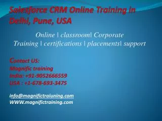 Salesforce Crm Online Training in Delhi,Pune,Usa