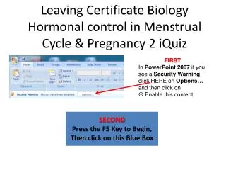 Leaving Certificate Biology Hormonal control in Menstrual Cycle &amp; Pregnancy 2 iQuiz