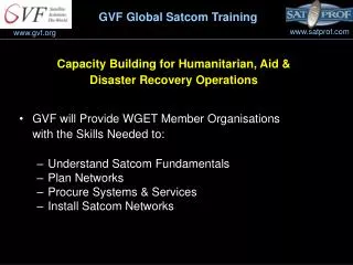 Capacity Building for Humanitarian, Aid &amp; Disaster Recovery Operations