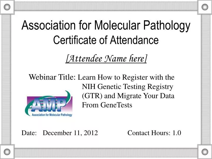 association for molecular pathology certificate of attendance