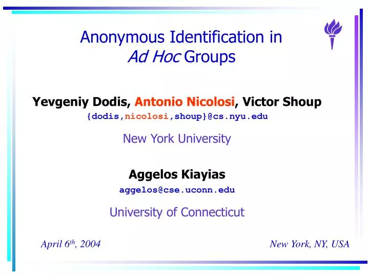 anonymous identification in ad hoc groups