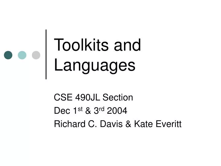 toolkits and languages