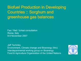 Biofuel Production in Developing Countries :: Sorghum and greenhouse gas balances