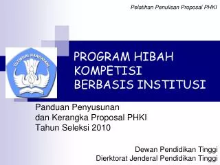 program hibah kompetisi berbasis institusi