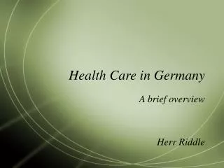 Health Care in Germany