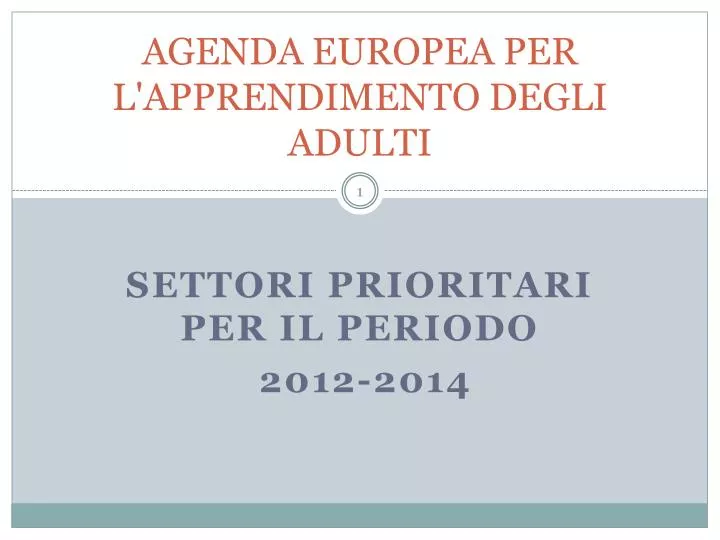 agenda europea per l apprendimento degli adulti