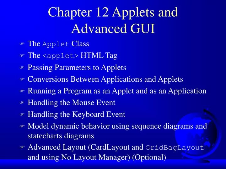 chapter 12 applets and advanced gui