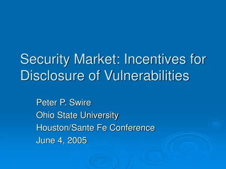 security market incentives for disclosure of vulnerabilities