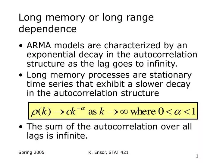 long memory or long range dependence