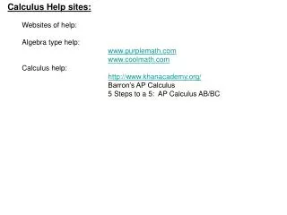 Calculus Help sites: