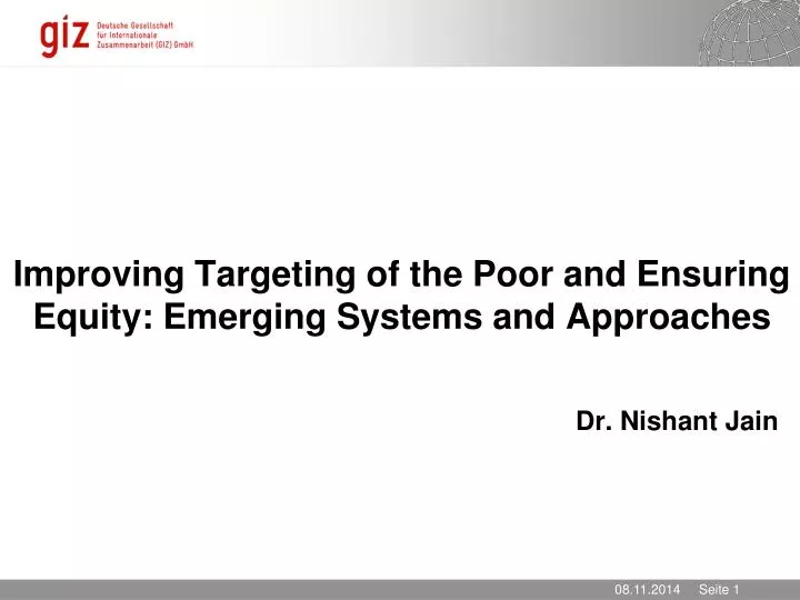 improving targeting of the poor and ensuring equity emerging systems and approaches