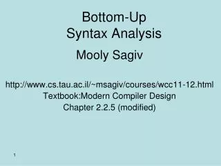 Bottom-Up Syntax Analysis