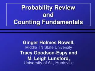 Probability Review and Counting Fundamentals