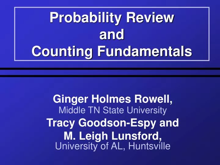 probability review and counting fundamentals