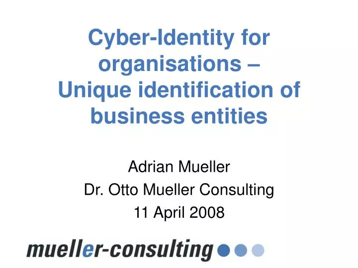 cyber identity for organisations unique identification of business entities
