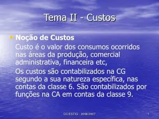 tema ii custos