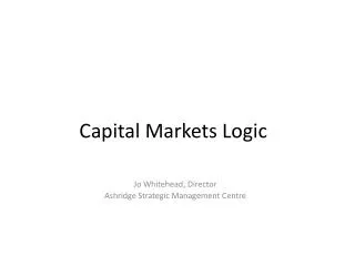 Capital Markets Logic
