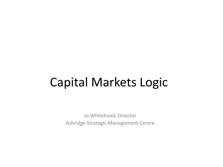 capital markets logic