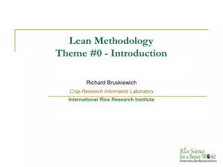 Lean Methodology Theme #0 - Introduction