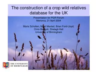 The construction of a crop wild relatives database for the UK