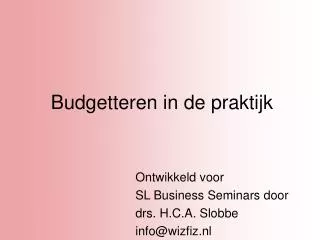 budgetteren in de praktijk
