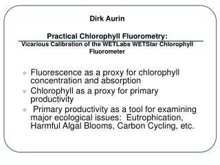 Dirk Aurin Practical Chlorophyll Fluorometry: