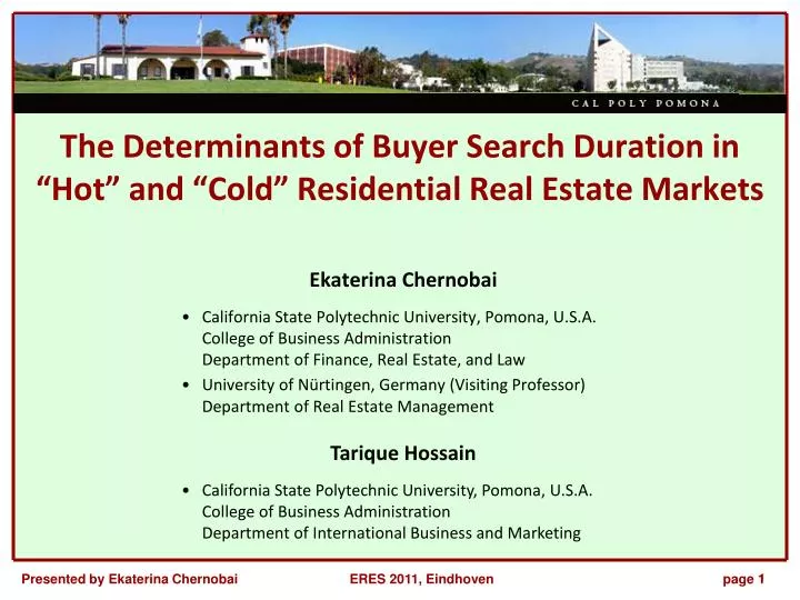 the determinants of buyer search duration in hot and cold residential real estate markets