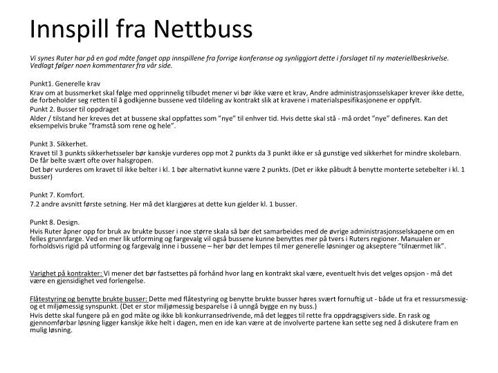 innspill fra nettbuss