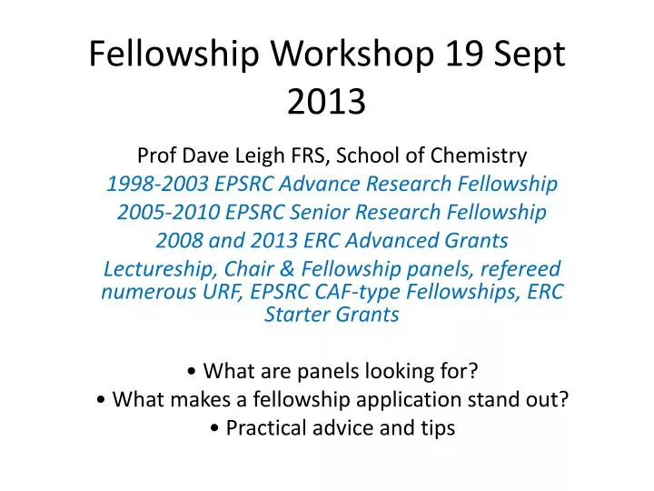 fellowship workshop 19 sept 2013