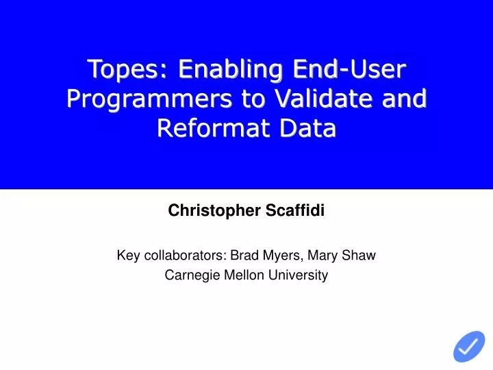 topes enabling end user programmers to validate and reformat data