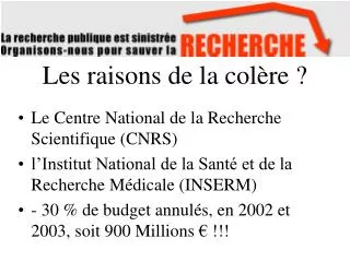 les raisons de la col re
