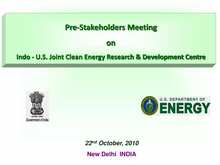 pre stakeholders meeting on indo u s joint clean energy research development centre