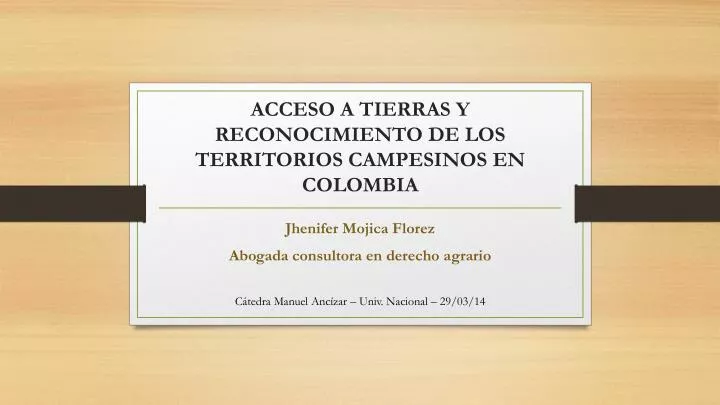 acceso a tierras y reconocimiento de los territorios campesinos en colombia