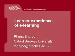 Learner experience of e-learning