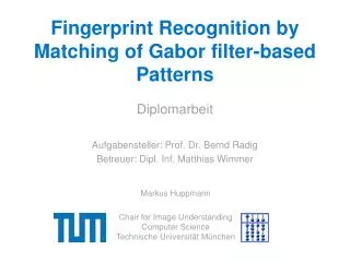Fingerprint Recognition by Matching of Gabor filter-based Patterns