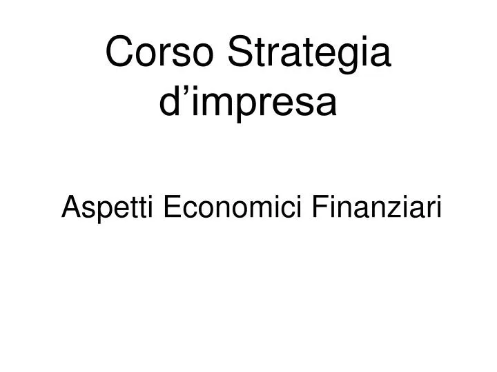 corso strategia d impresa