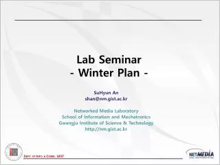 Lab Seminar - Winter Plan -