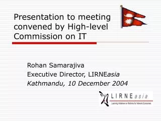 Presentation to meeting convened by High-level Commission on IT