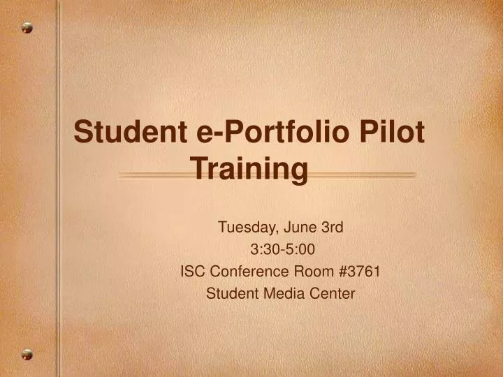 student e portfolio pilot training