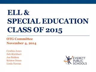 ELL &amp; Special Education Class of 2015