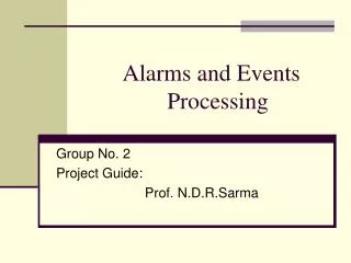 Alarms and Events Processing