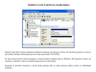 pode avanje particija hard diska