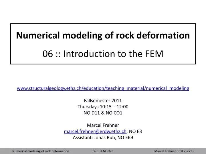 numerical modeling of rock deformation 06 introduction to the fem