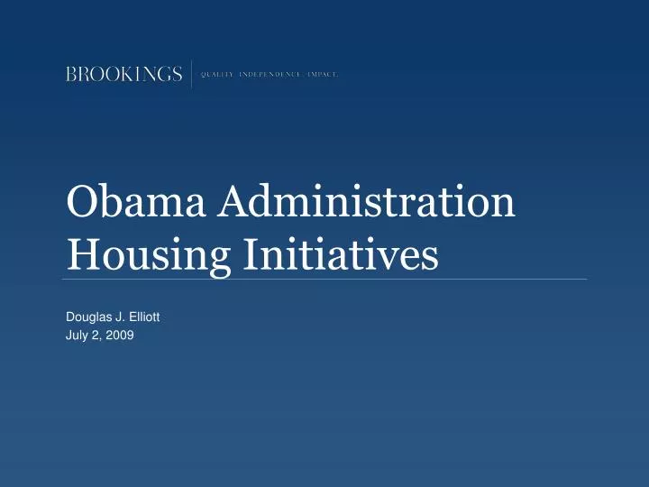 obama administration housing initiatives