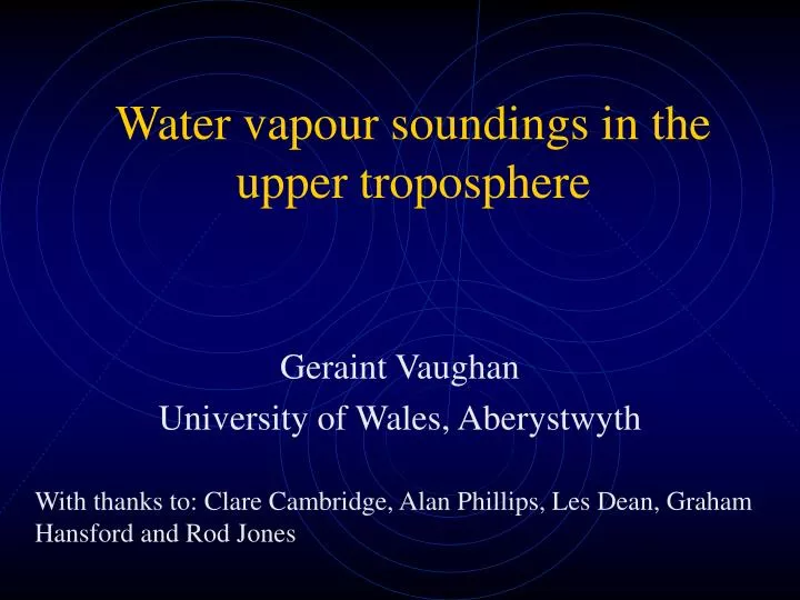 water vapour soundings in the upper troposphere